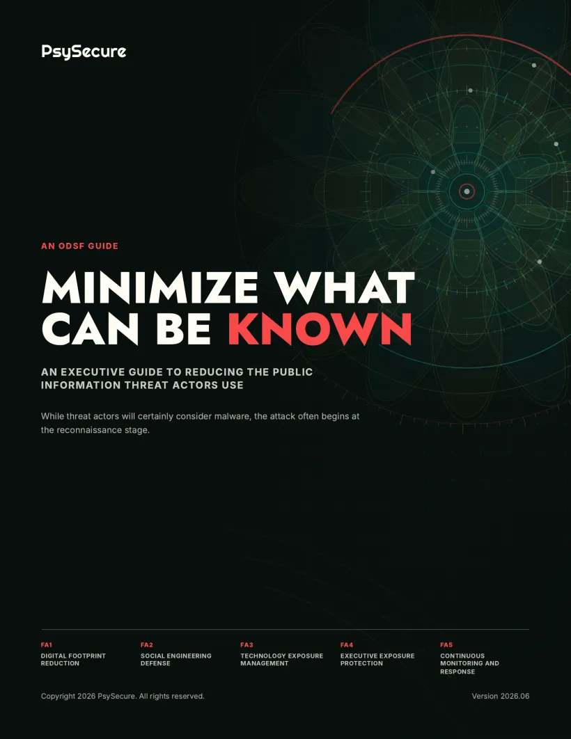 Cover of Minimize What Can Be Known, the PsySecure executive guide